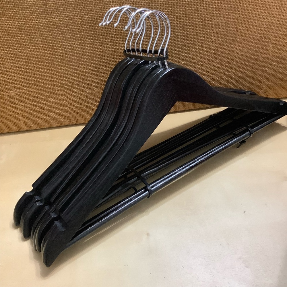 Wooden Black Bumerang Hanger Set of 8